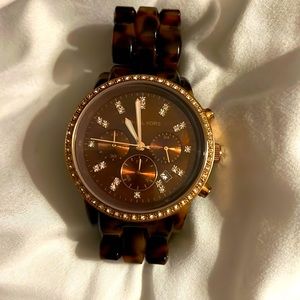 Michael kors women’s tortoise and gold iridescent watch